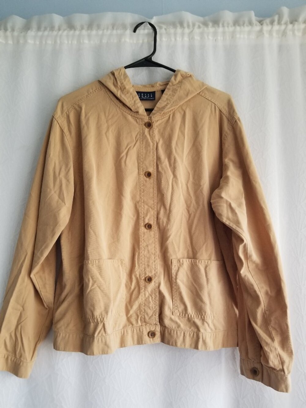 Vintage Liz Claiborne Crazy Horse Khaki Hooded Jacket Large